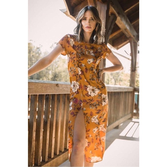SALTWATER LUXE • Skye Midi Dress in Orange Multi - Picture 13 of 13